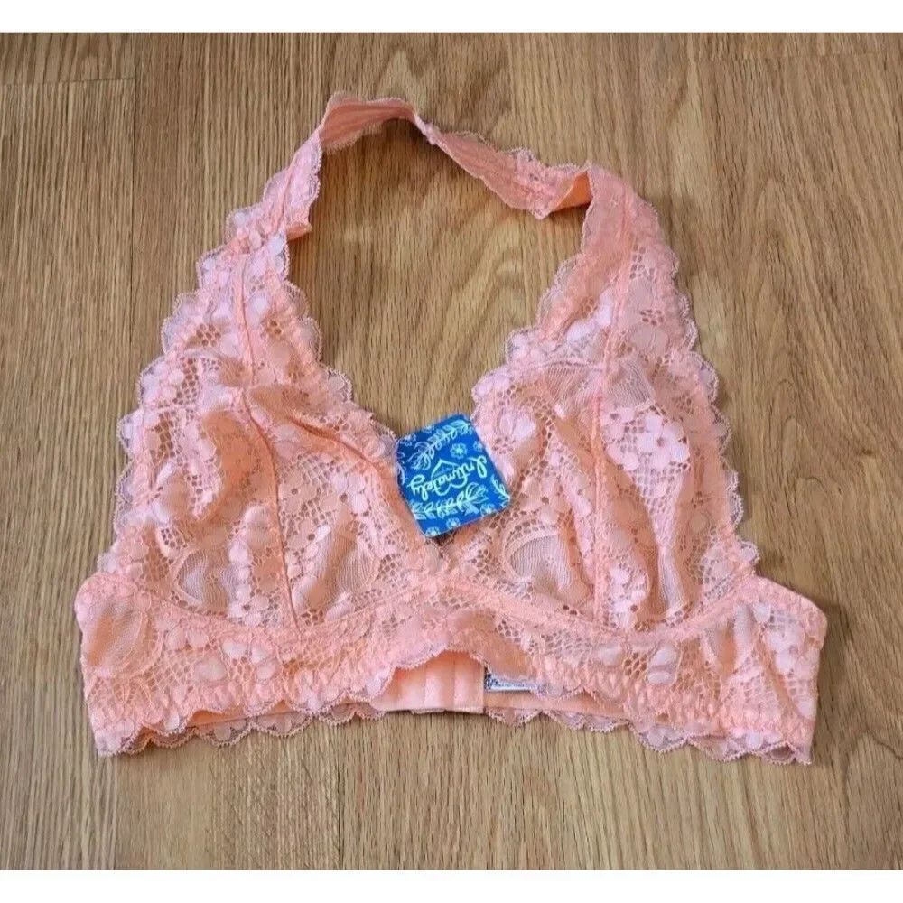 Free People Women's XS Galloon Halter Lace Bralette It Orange